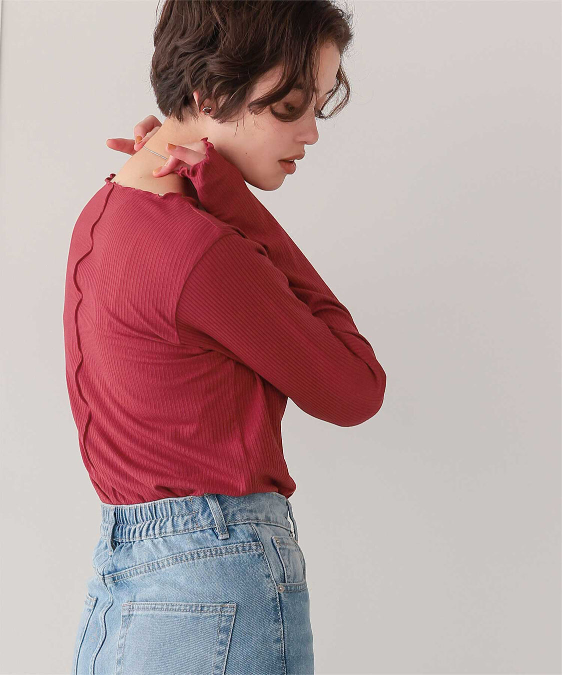 titivate「リブカットソーメローデザイントップス」|Tシャツ・カットソー|