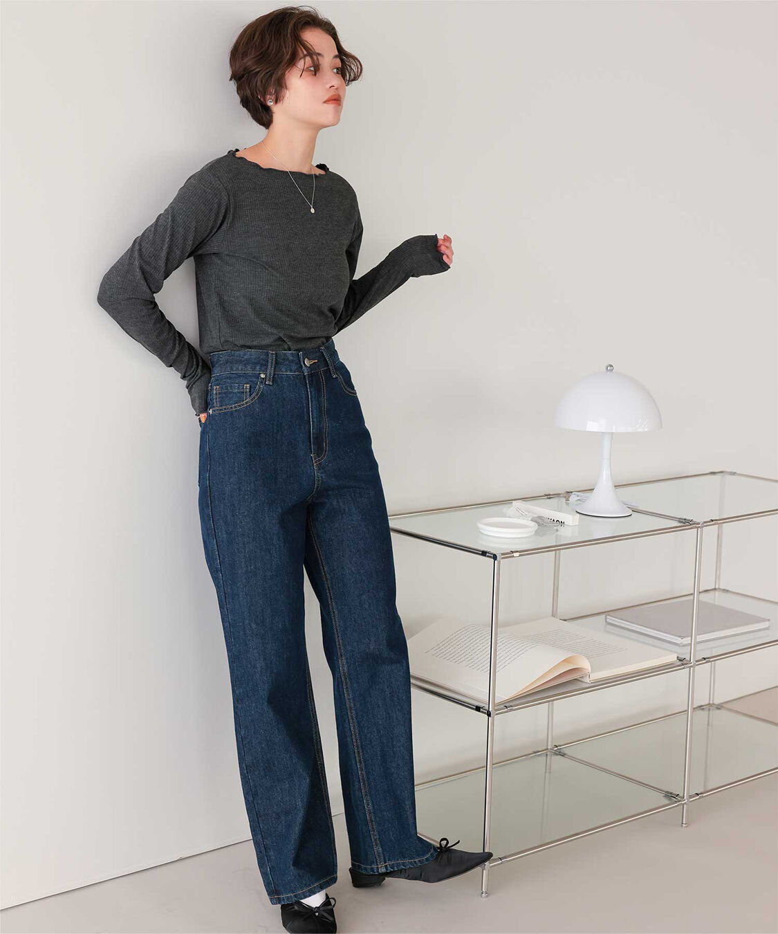 titivate「リブカットソーメローデザイントップス」|Tシャツ・カットソー|