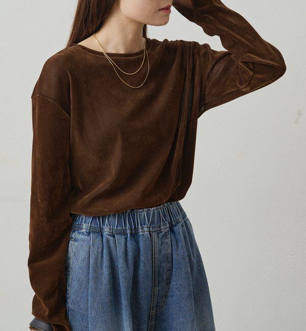  「【リバイバル】ナイロンチュールベロアクルーネックカットソー」|プルオーバー|