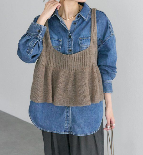  「ダブルポケットデニムシャツ」|シャツ・ブラウス|ブルー