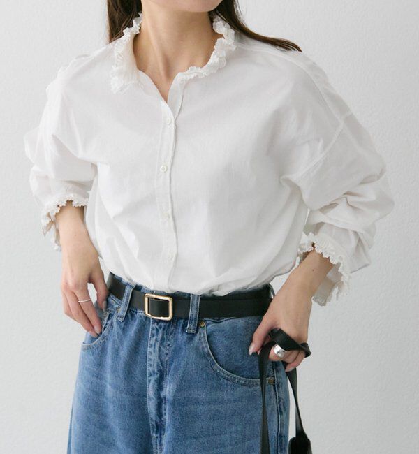  「襟袖プリーツブラウス」|シャツ・ブラウス|オフホワイト
