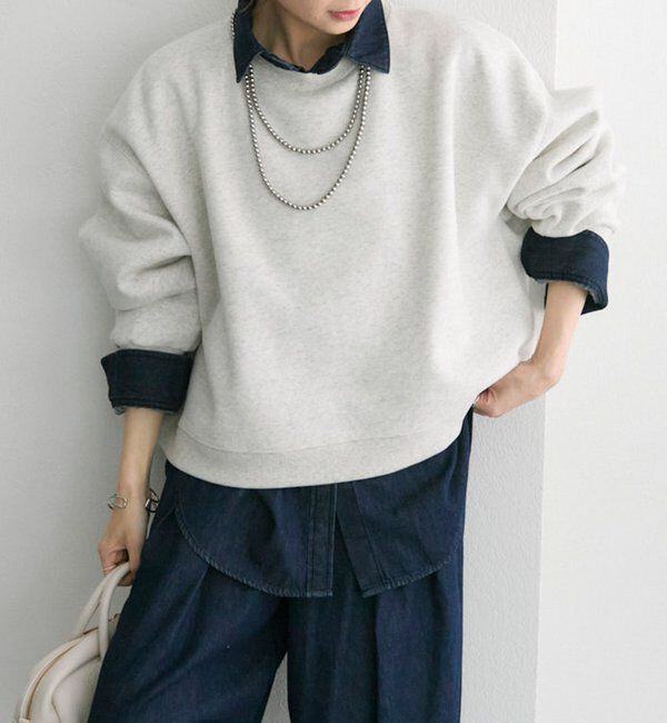  「シンプル裏起毛スウェットショートプルオーバー」|プルオーバー|