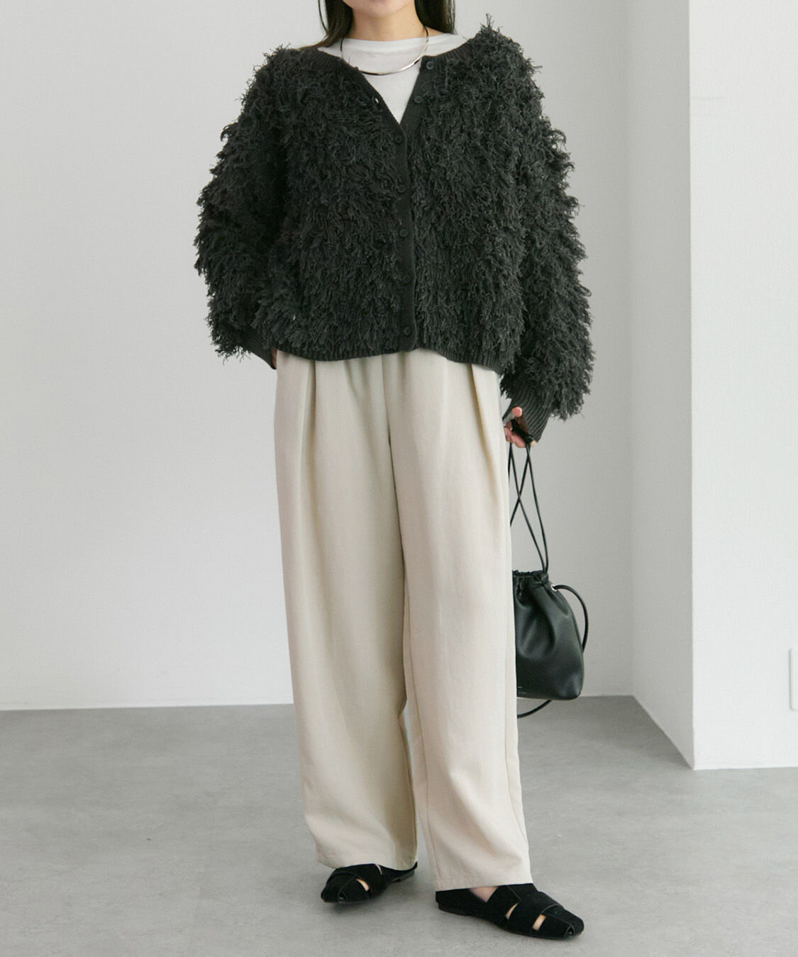  「フリンジジャガードニット」|カーディガン|