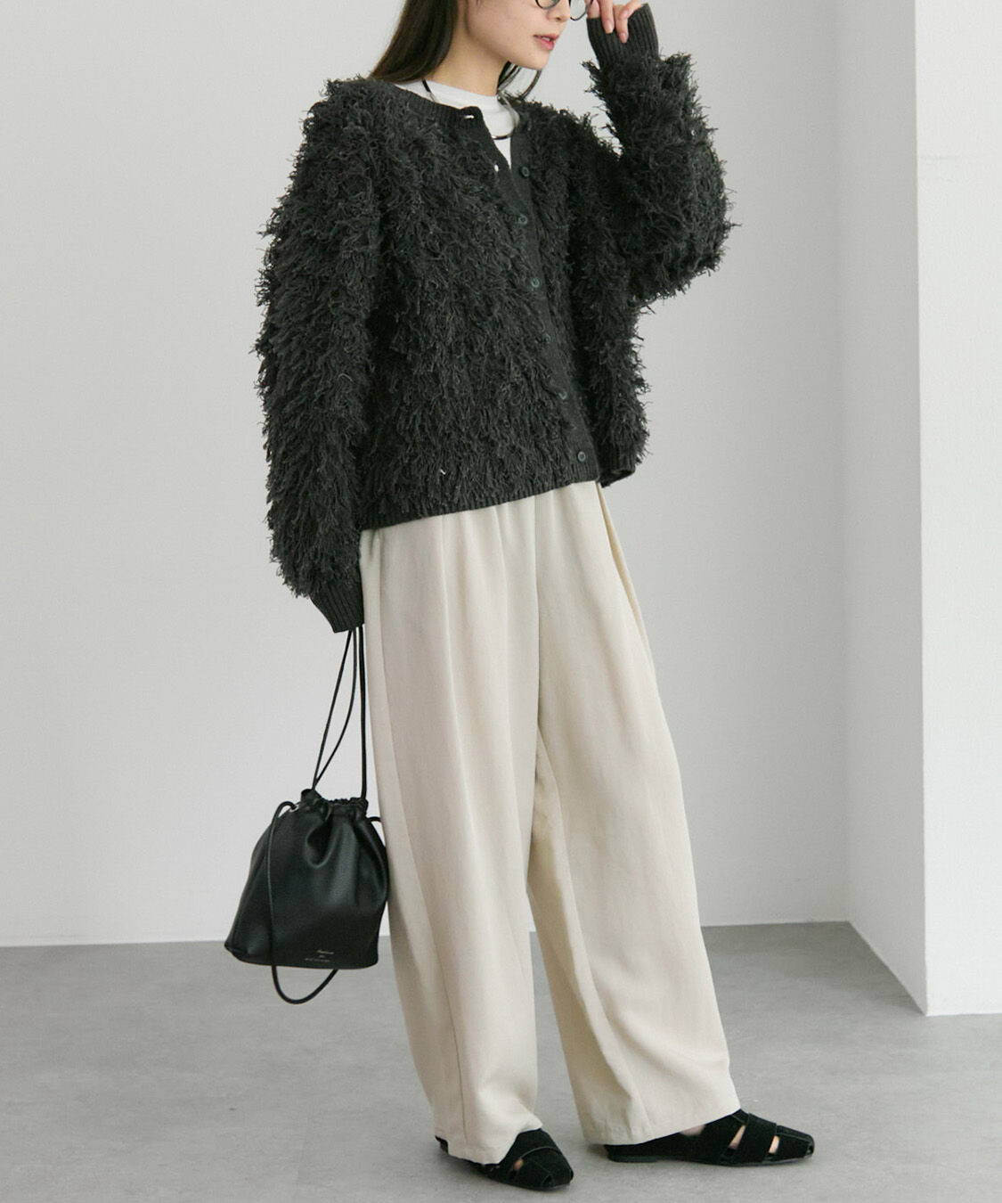  「フリンジジャガードニット」|カーディガン|