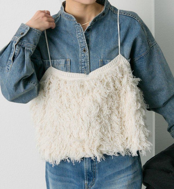  「フリンジジャガードニット細紐ビスチェ」|ニット・セーター|