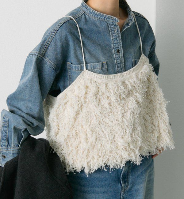  「フリンジジャガードニット細紐ビスチェ」|ニット・セーター|