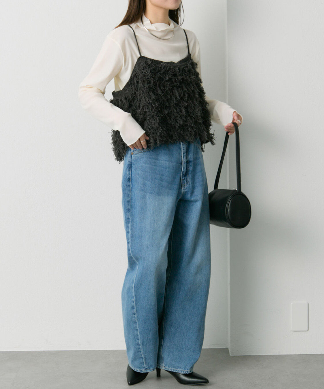  「フリンジジャガードニット細紐ビスチェ」|ニット・セーター|