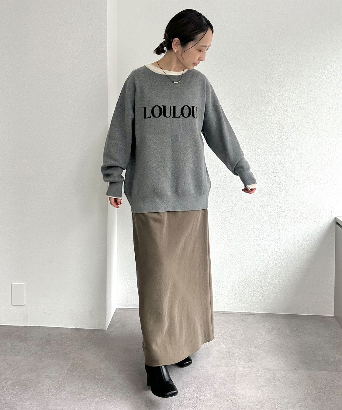  「【＠sein___000企画】ジャガードロゴ2WAYニットプルオーバー」|キャミソール|グレー