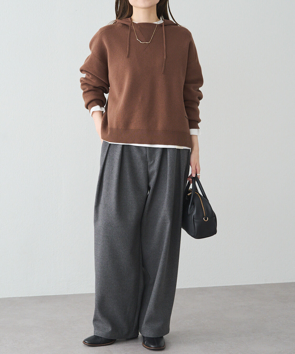  「スウェットライクダブルジャガードニットパーカー」|パーカー|