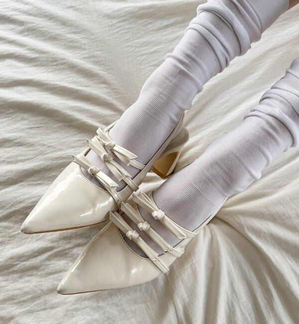  「リボン付きポインテッドストラップシューズ」|その他|