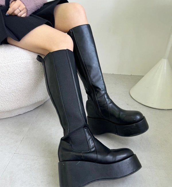  「【マイナス3キロ見え/SNSで話題】厚底サイドゴアロングブーツ」|その他|