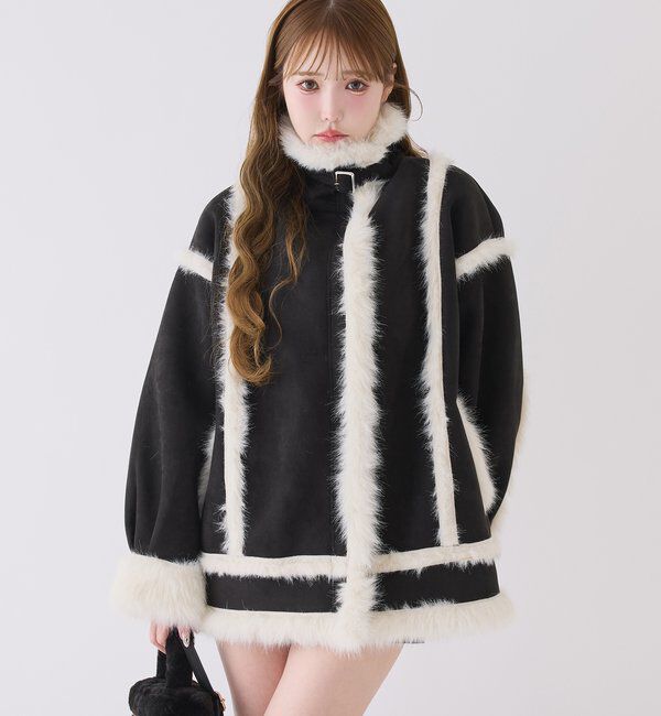  「フェイクムートンロングジャケット」|ダウンベスト・ベスト|