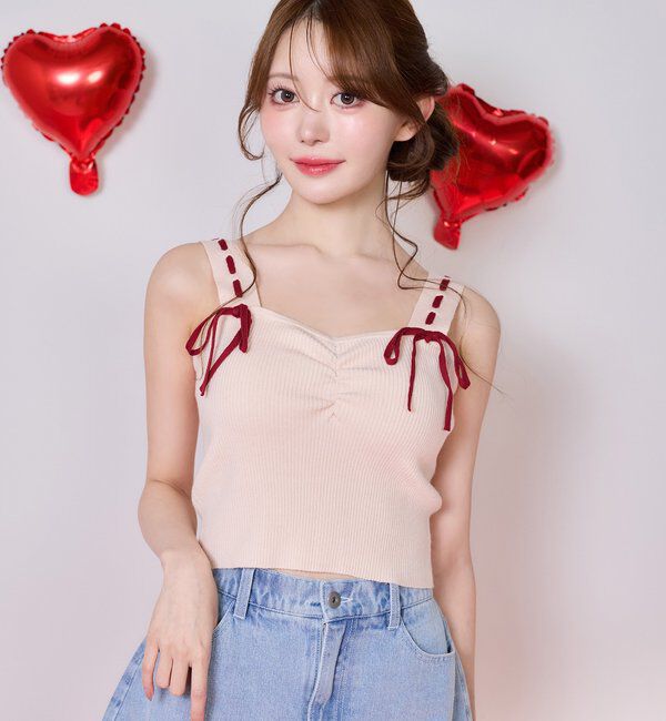  「【Heart collection】ハートボタンビスチェセットカーディガン」|ニット・セーター|