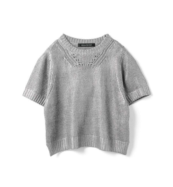 mizuiro ind「mizuiro ind 箔プリントハーフスリーブプルオーバー」|ニット・セーター|