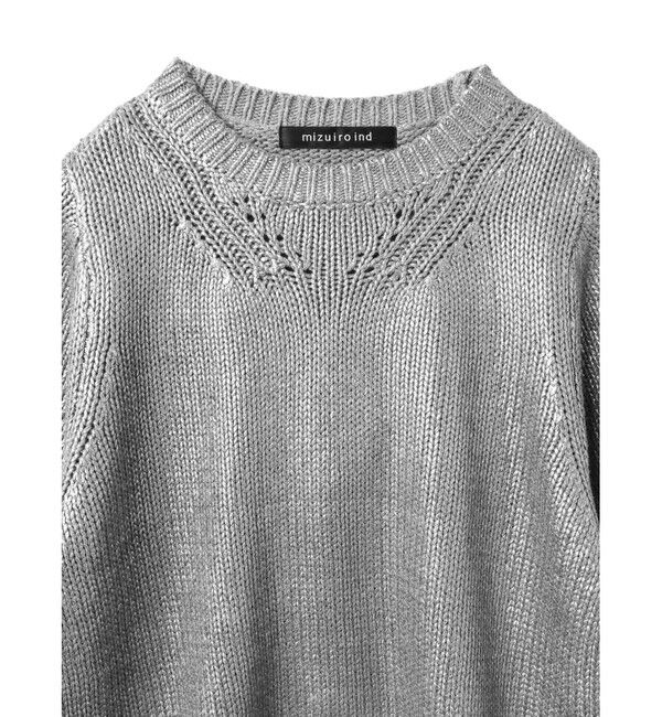 mizuiro ind「mizuiro ind 箔プリントハーフスリーブプルオーバー」|ニット・セーター|