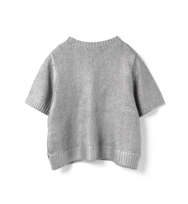 mizuiro ind「mizuiro ind 箔プリントハーフスリーブプルオーバー」|ニット・セーター|