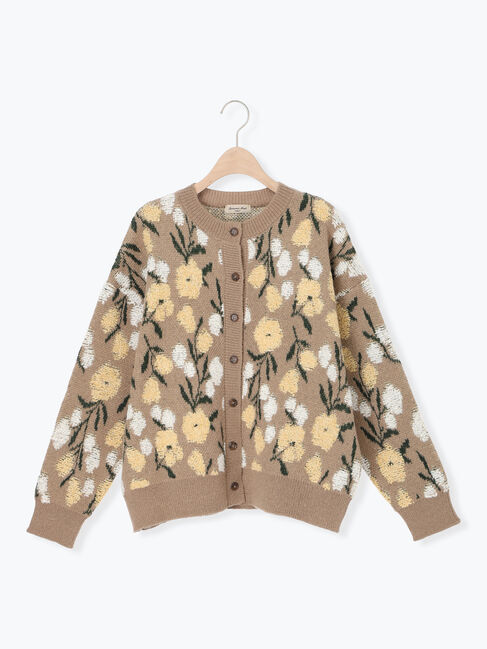 Samansa Mos2「ループ花柄ジャガードニットカーディガン」|カーディガン|