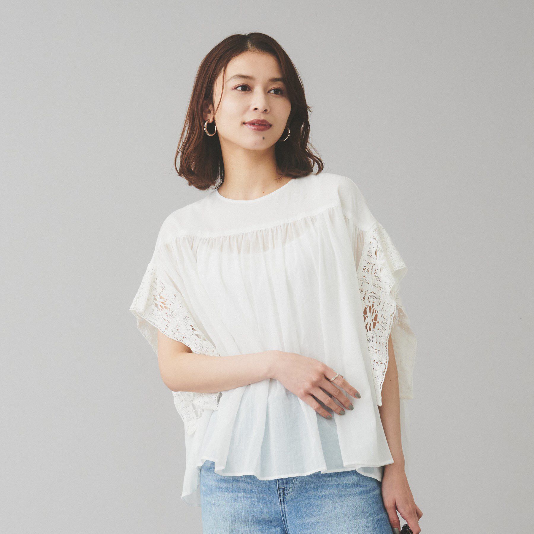 UNTITLED「【Liyoca】コットンシフォン ギャザーブラウス」|シャツ・ブラウス|