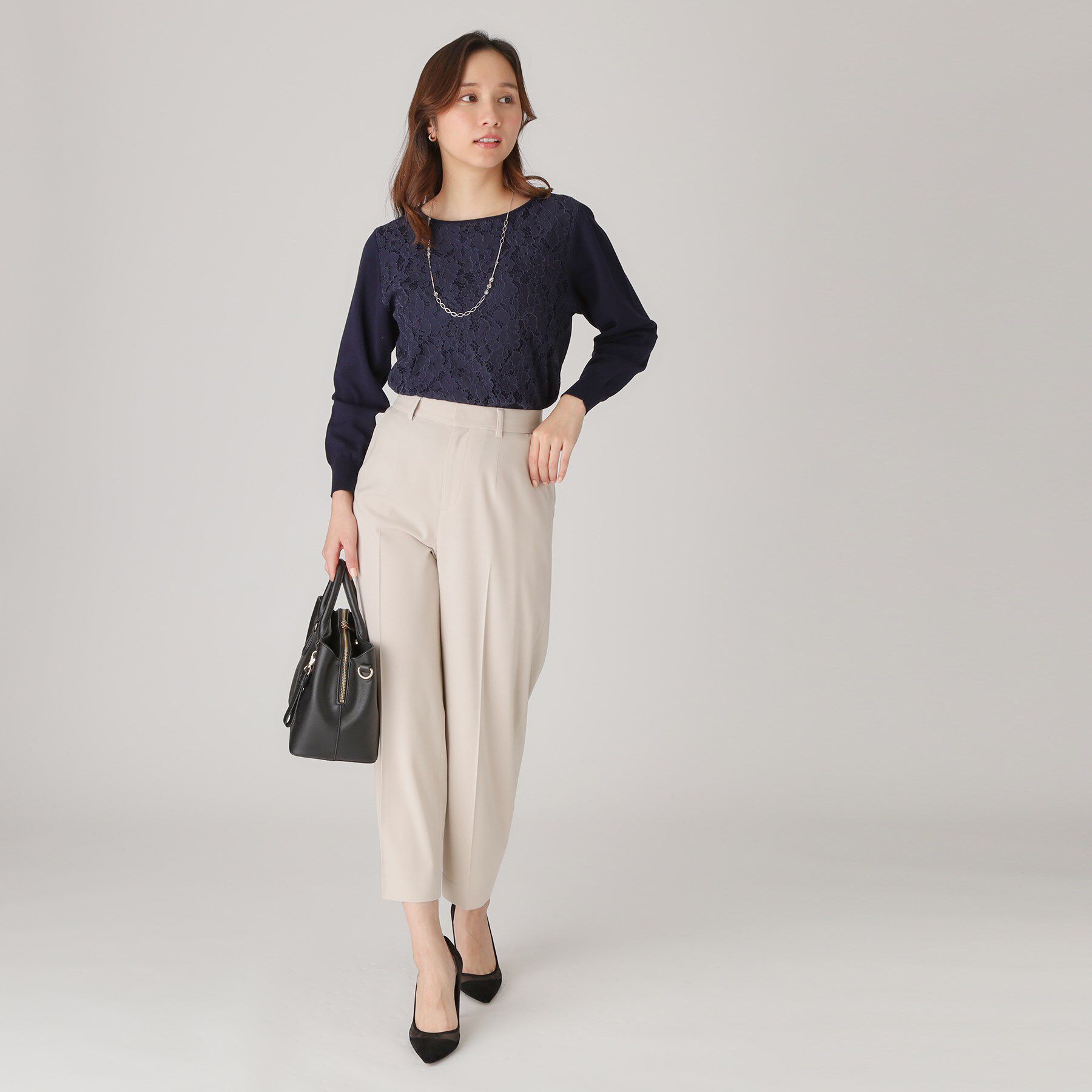 COUP DE CHANCE「【洗える】レース使いニットプルオーバー」|ニット・セーター|