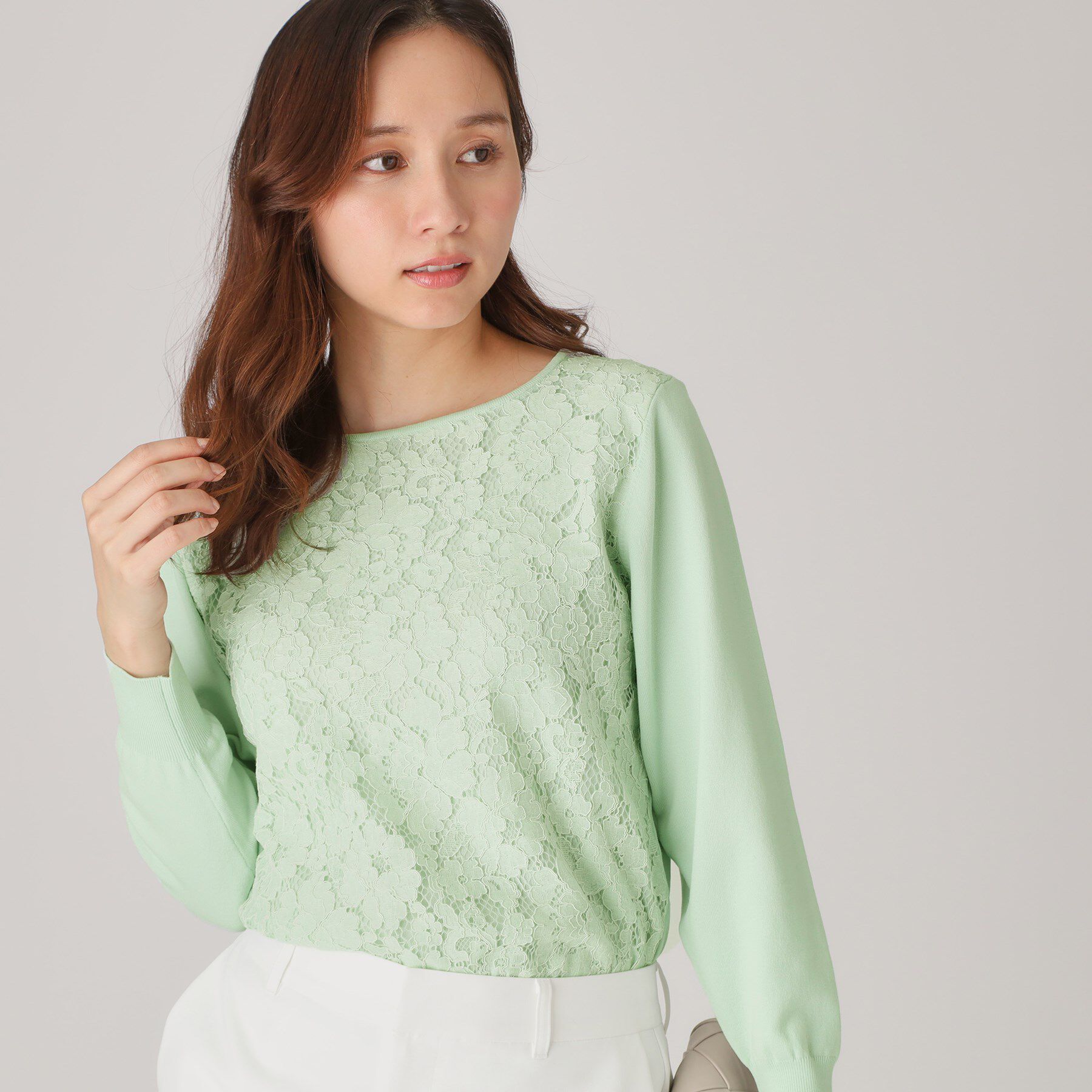 COUP DE CHANCE「【洗える】レース使いニットプルオーバー」|ニット・セーター|