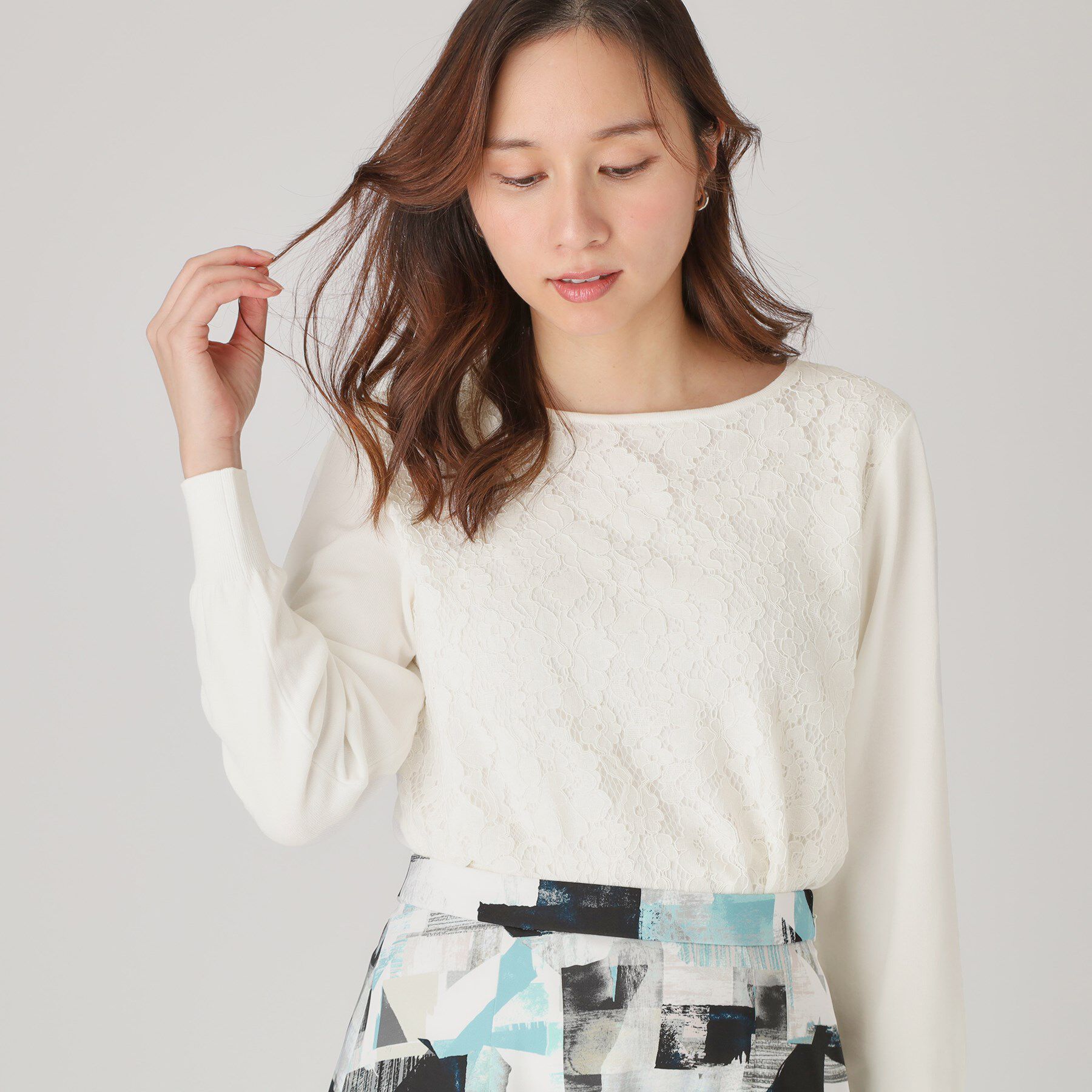 COUP DE CHANCE「【洗える】レース使いニットプルオーバー」|ニット・セーター|