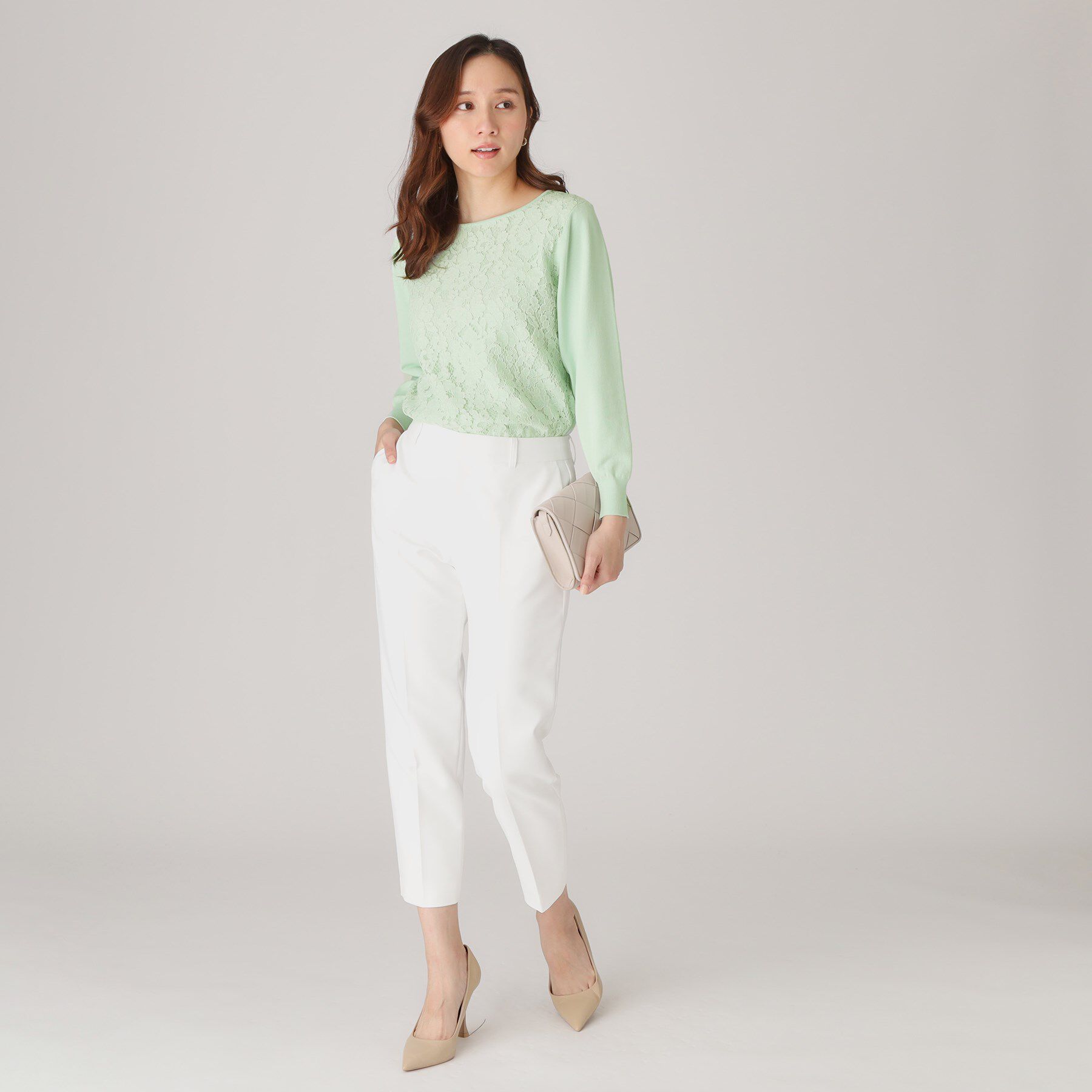 COUP DE CHANCE「【洗える】レース使いニットプルオーバー」|ニット・セーター|