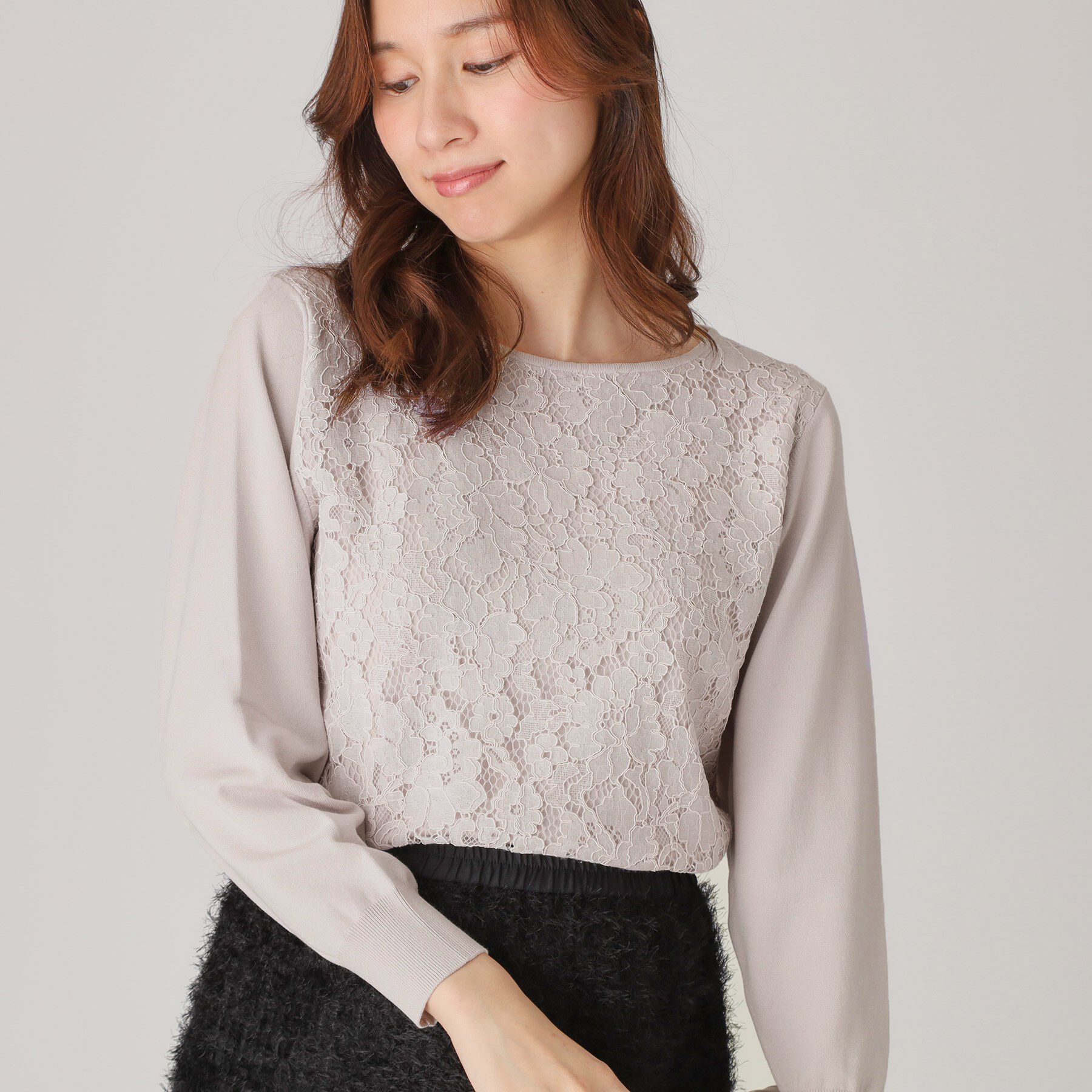 COUP DE CHANCE「【洗える】レース使いニットプルオーバー」|ニット・セーター|