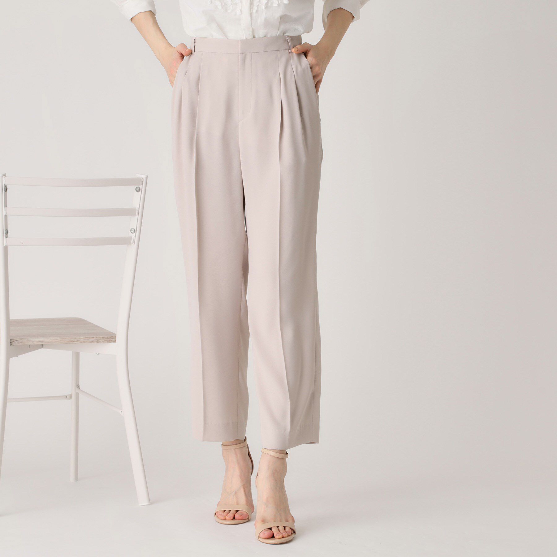 COUP DE CHANCE「【洗える／ウエストゴム】テーパードパンツ」|その他|グレージュ(050)