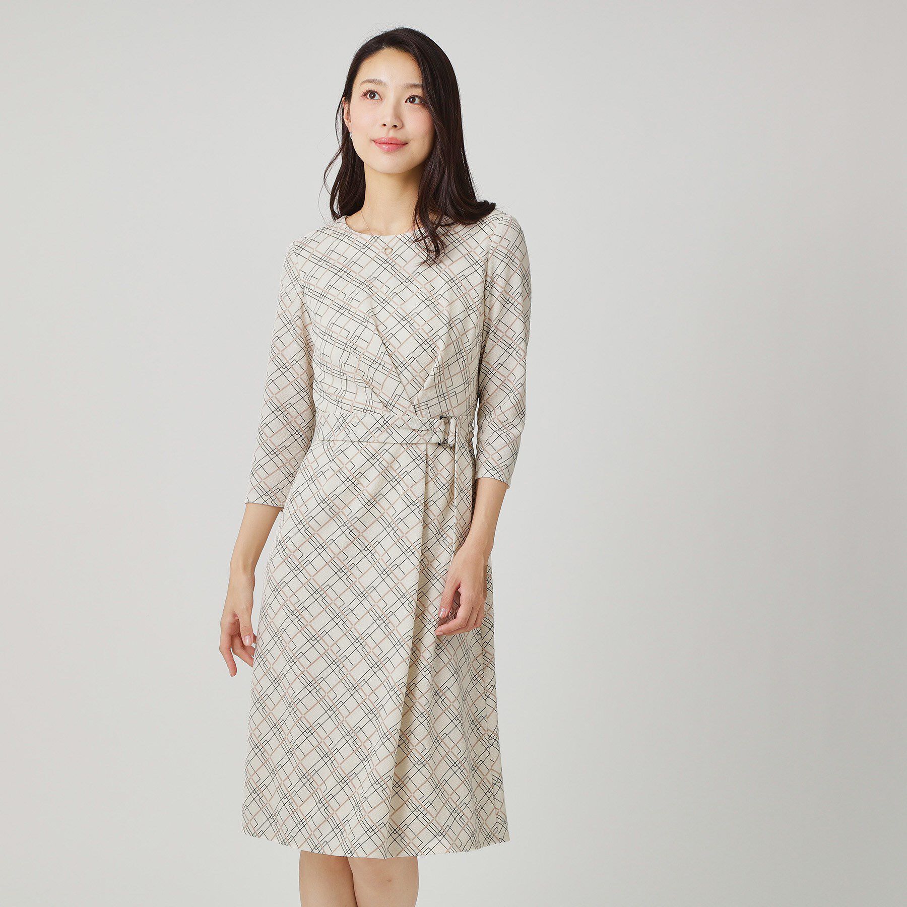 COUP DE CHANCE「【手洗い可／日本製】ジャージ素材のプリント柄ワンピース」|ワンピース|オフホワイト(103