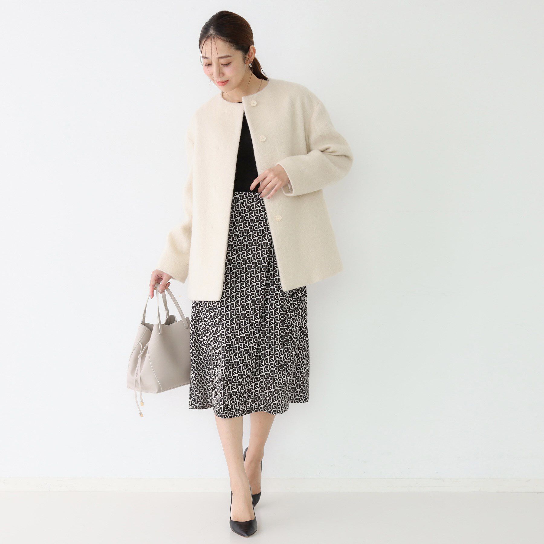 COUP DE CHANCE「【日本製／モヘヤ混／ヒップ丈】ノーカラーコート」|ノーカラーコート|