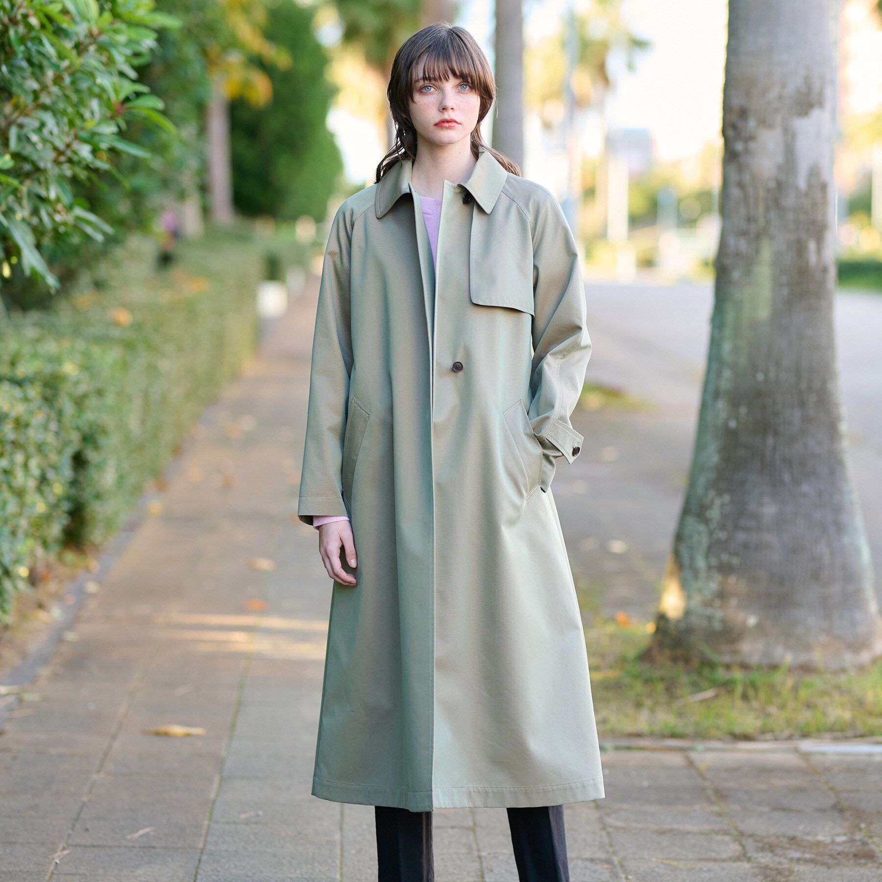 DRESSTERIOR「【上品/美シルエット】ライトトレンチコート」|トレンチコート|カーキ(027)