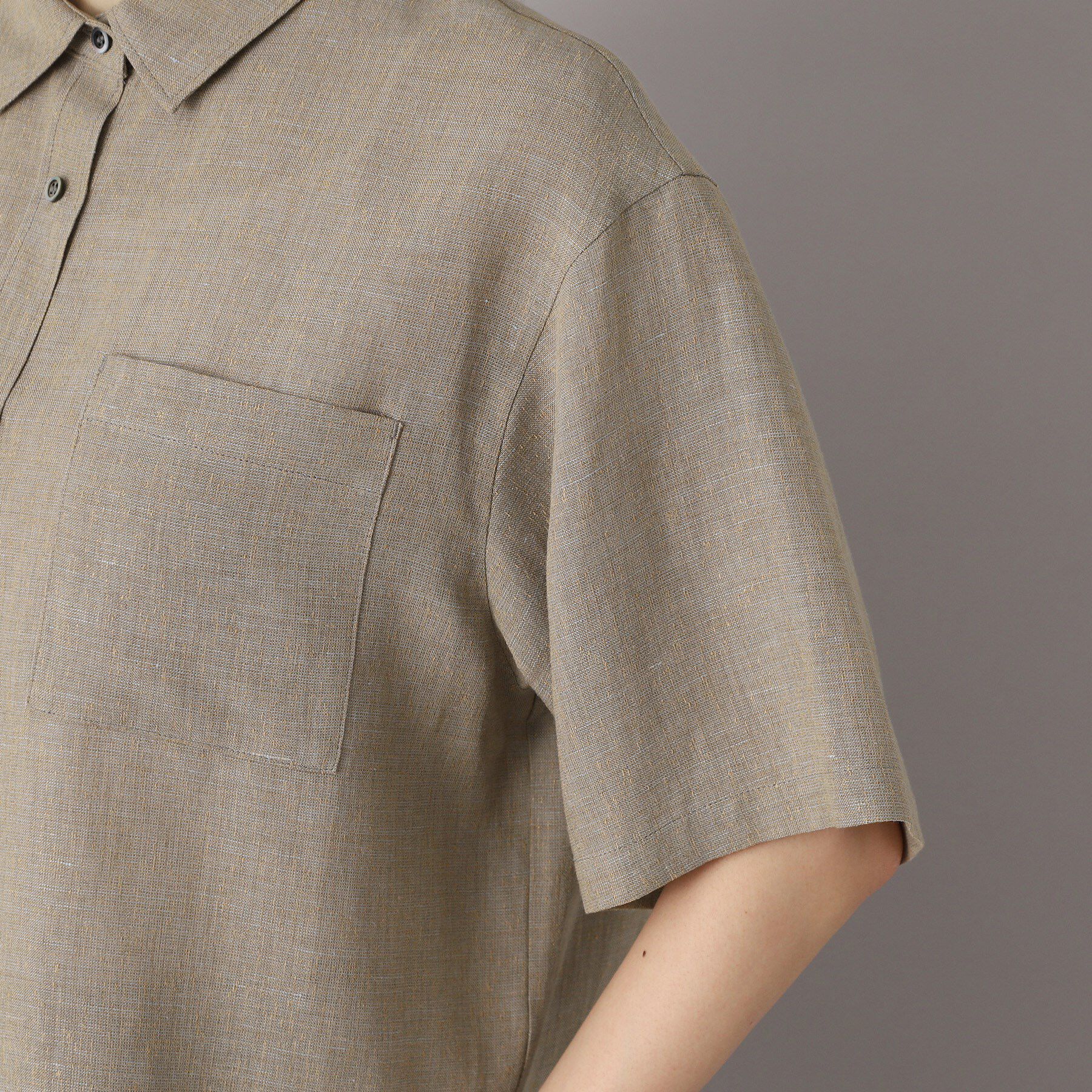 DRESSTERIOR「【トレンド/清涼感】ハーフスリーブクロップドシャツ」|シャツ・ブラウス|