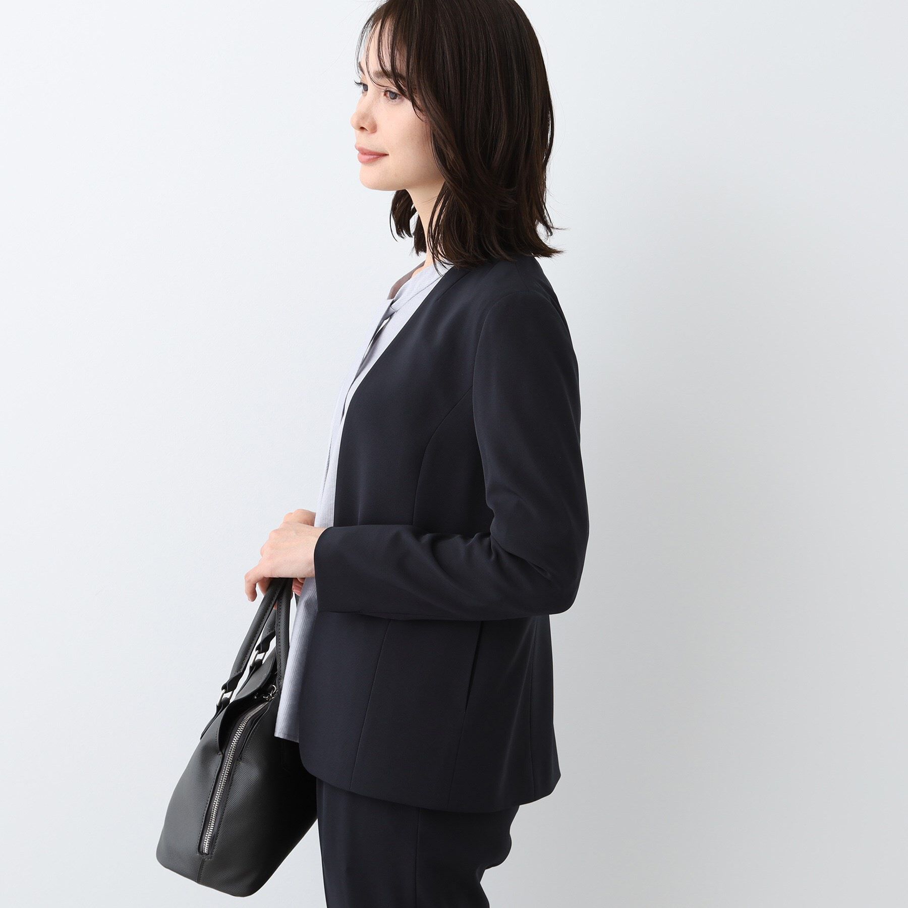 INDIVI「【洗える／UVケア／スーツ】ストレッチノーカラージャケット」|スーツ|