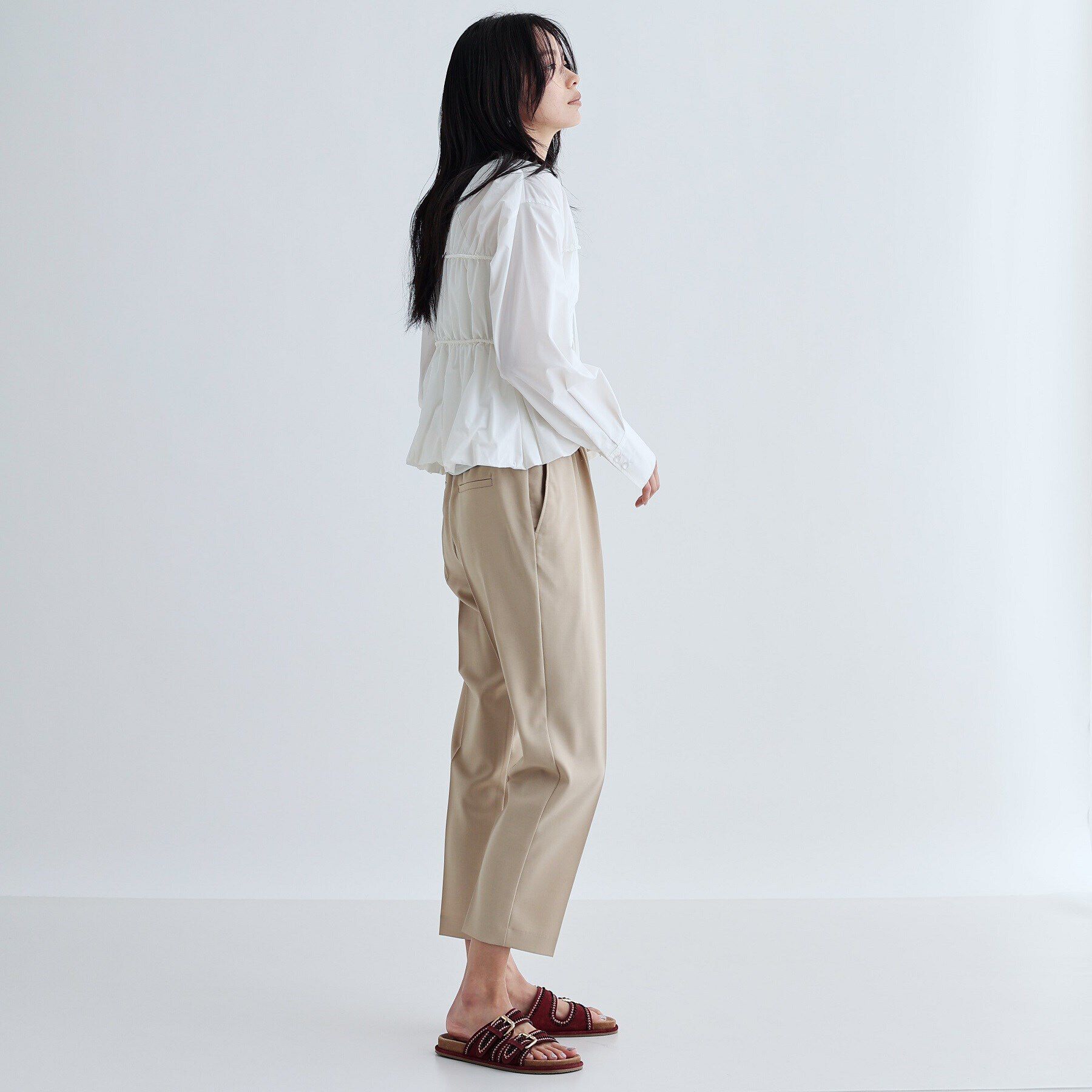 GALLEST「シャーリングギャザーブラウス【フロントボタン/前開き】」|シャツ・ブラウス|