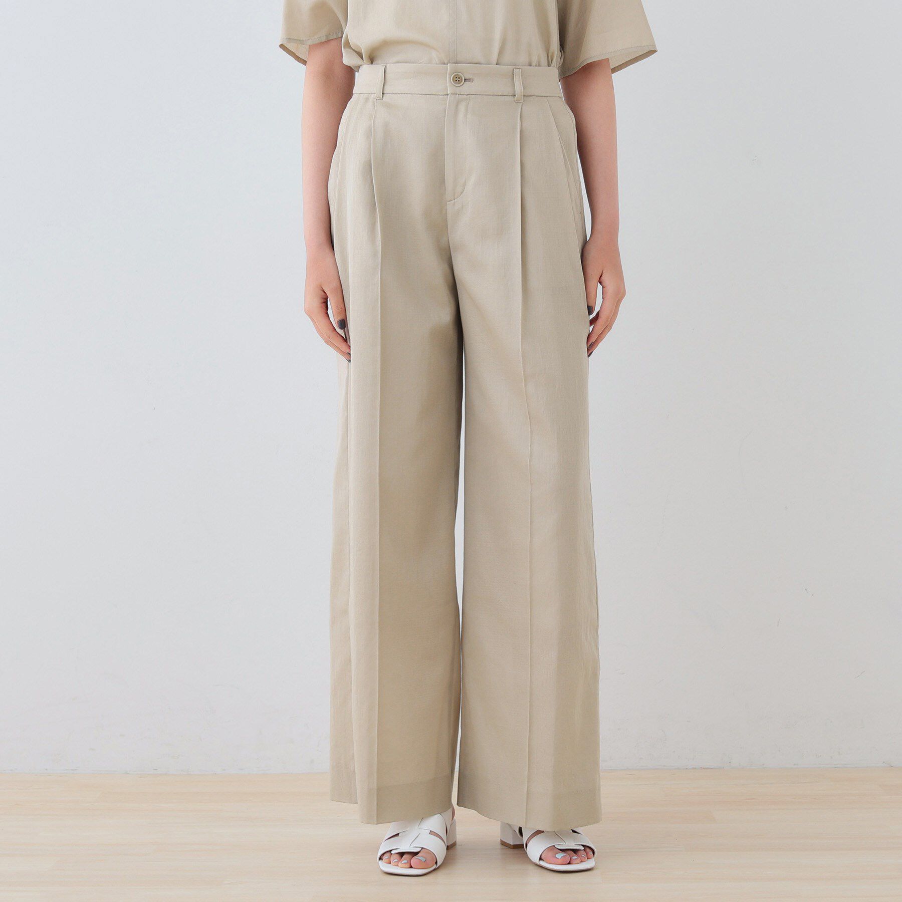 INDIVI「【日本製／SETUP可能】ガーゼ素材ワイドパンツ」|その他|