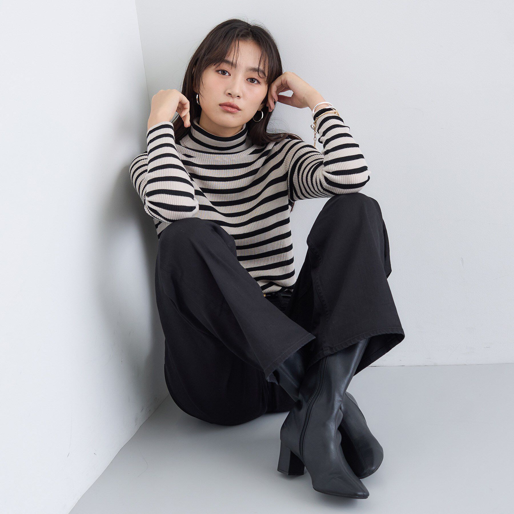 INDIVI「【洗える／毛玉になりにくい】エクストラファインウール リブタートルニット」|ニット・セーター|