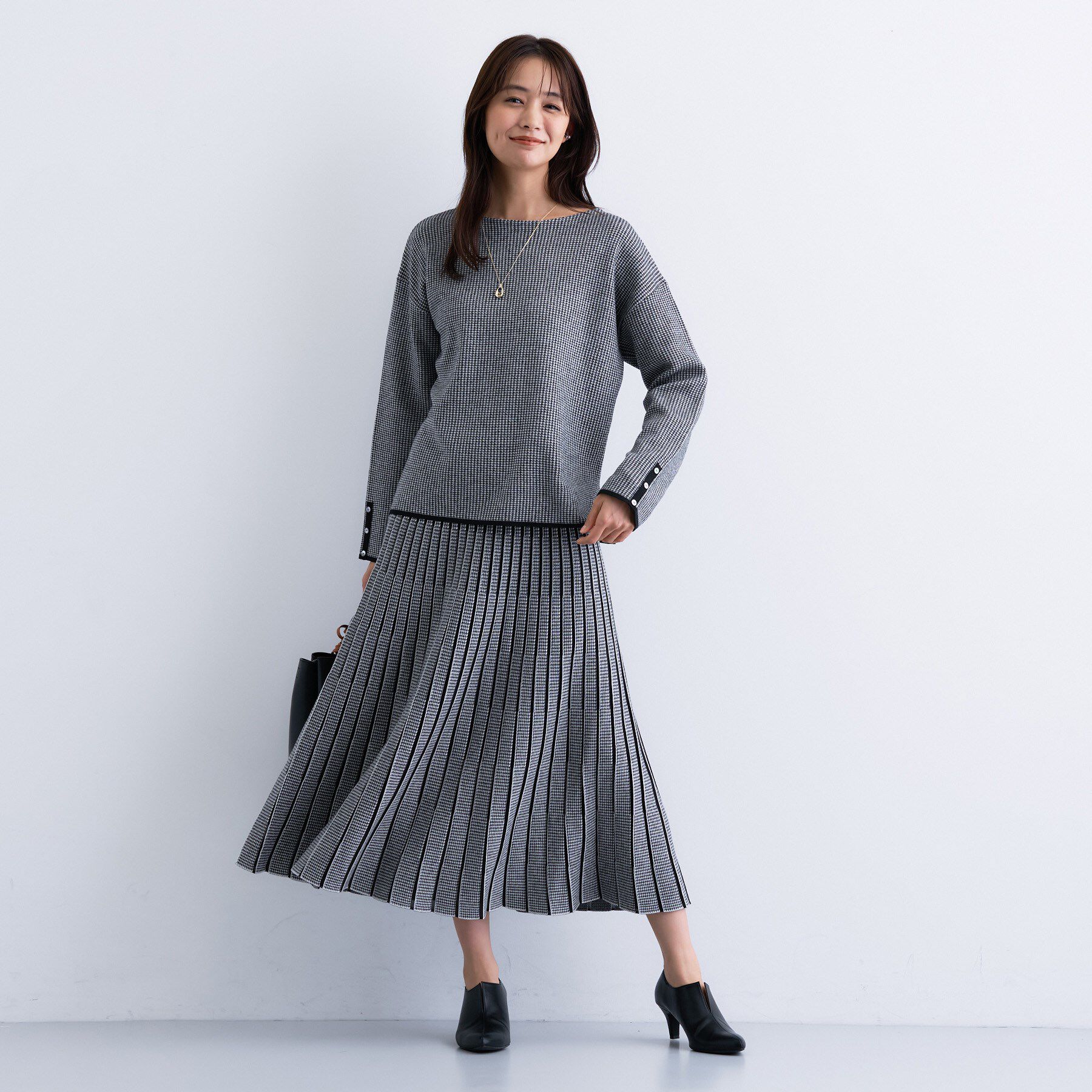 INDIVI「【洗える／SETUP可能】ジャカードニット プリーツスカート」|スカート|