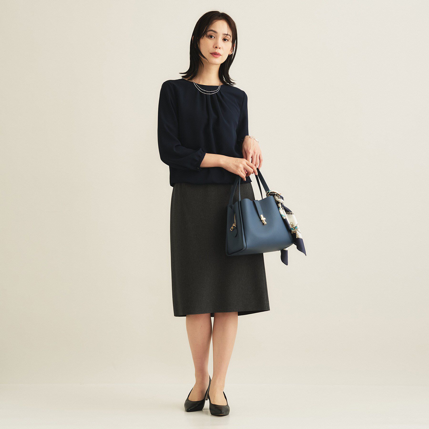 INDIVI「【セレモニー／洗える／透けにくい】ダイヤ柄プリントブラウス」|シャツ・ブラウス|