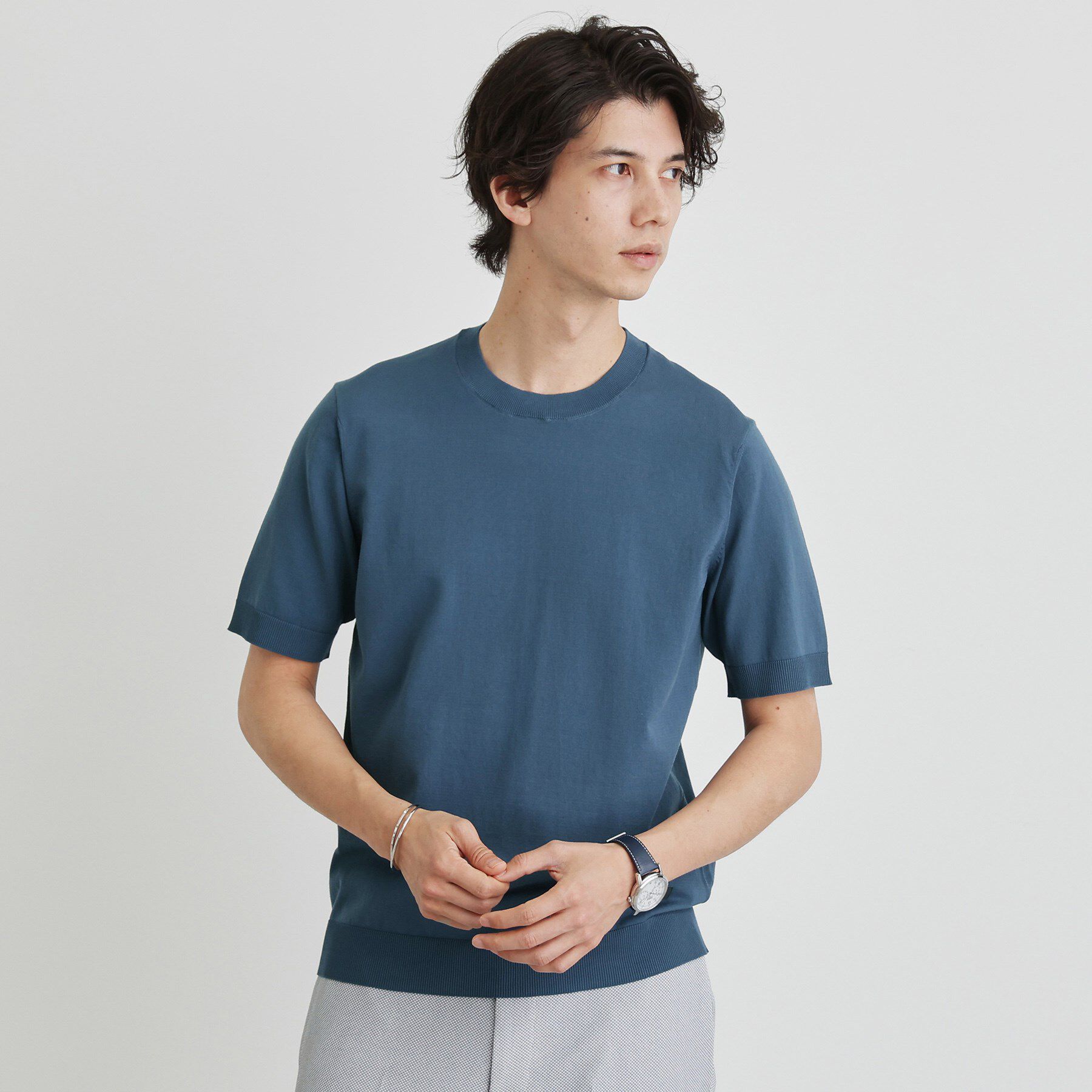 TAKEO KIKUCHI「テーラードニット プルオーバー」|Tシャツ・カットソー|ブルー(092)