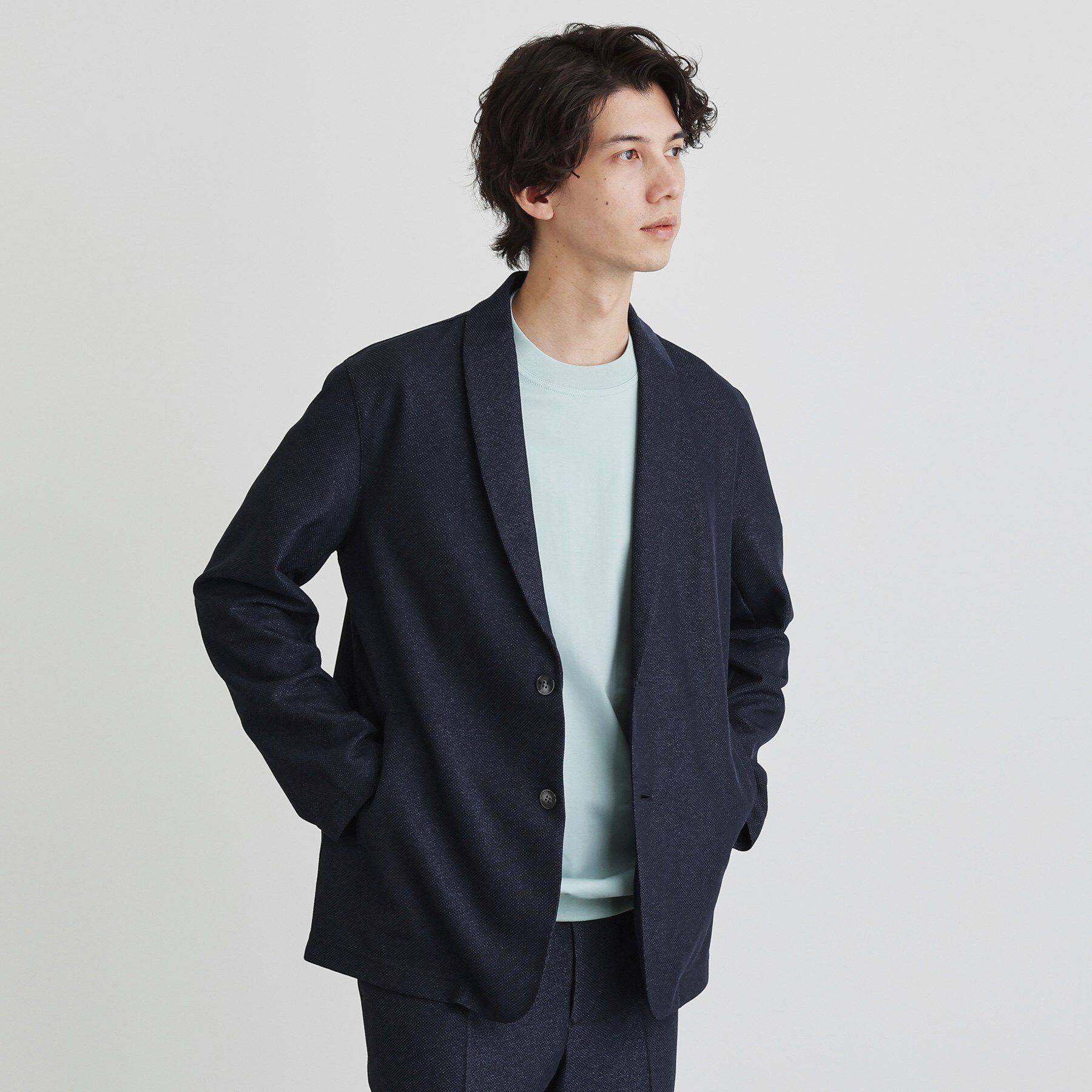 TAKEO KIKUCHI「【尾州織】後染め ドビーメッシュ ショール羽織り」|カーディガン|