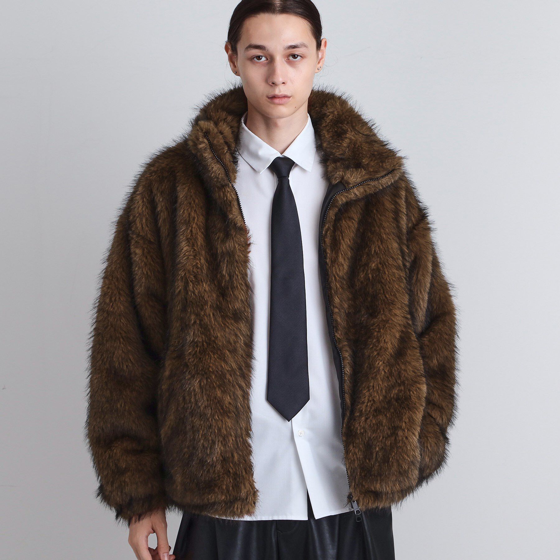 tk.TAKEO KIKUCHI「ミックスフェイクファーブルゾン」|ブルゾン・スタジャン|ブラウン(043)