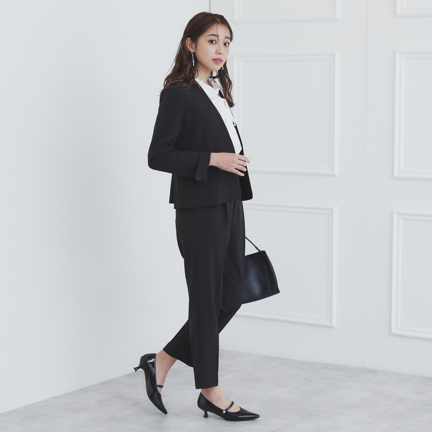 index「《通勤・セレモニー/セットアップ対応》多機能ノーカラージャケット【洗濯機洗い可/防シワ/抗ピル/スト」|ノーカラージャケット|