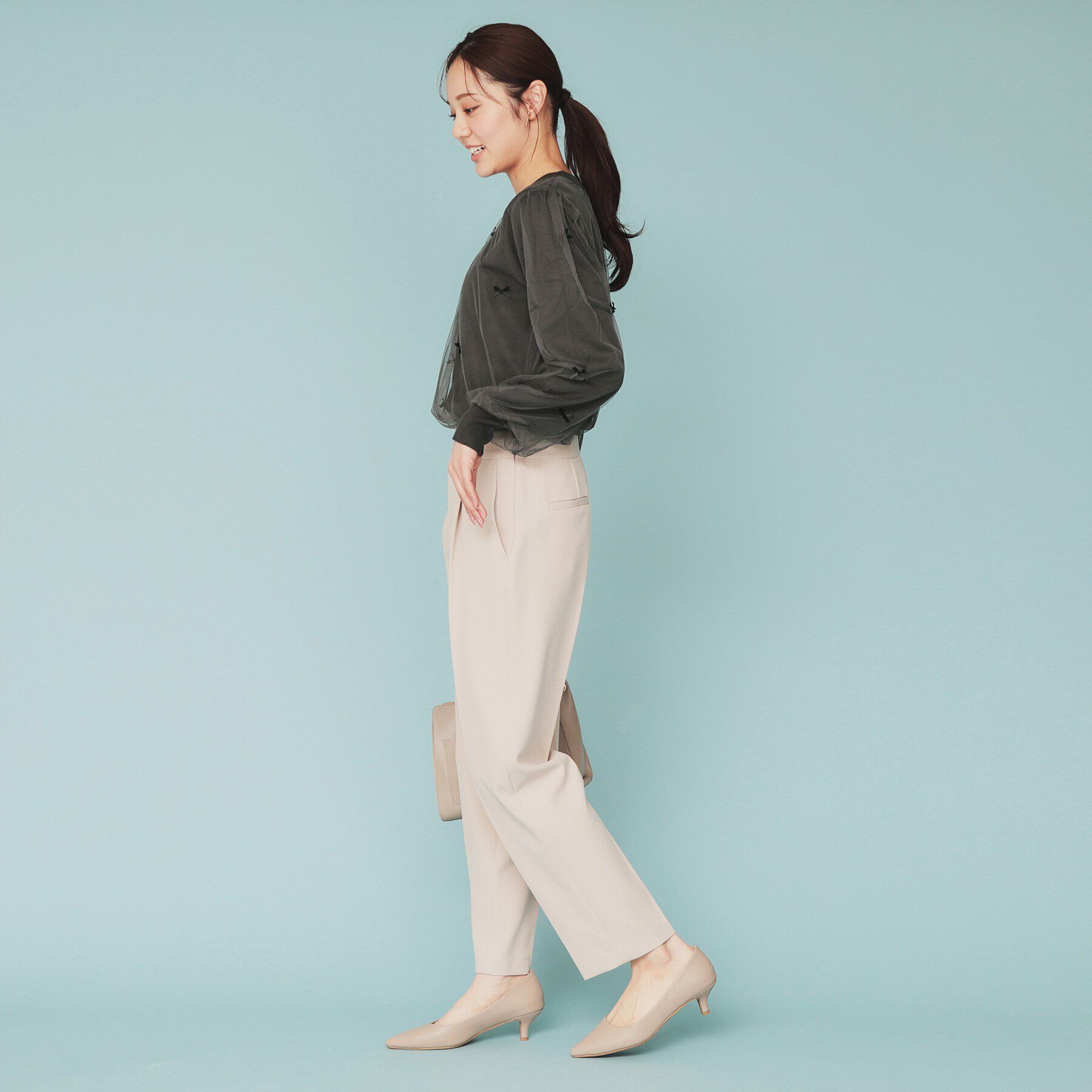 index「チュールレイヤードリボントップス【洗濯機洗い可】」|Tシャツ・カットソー|