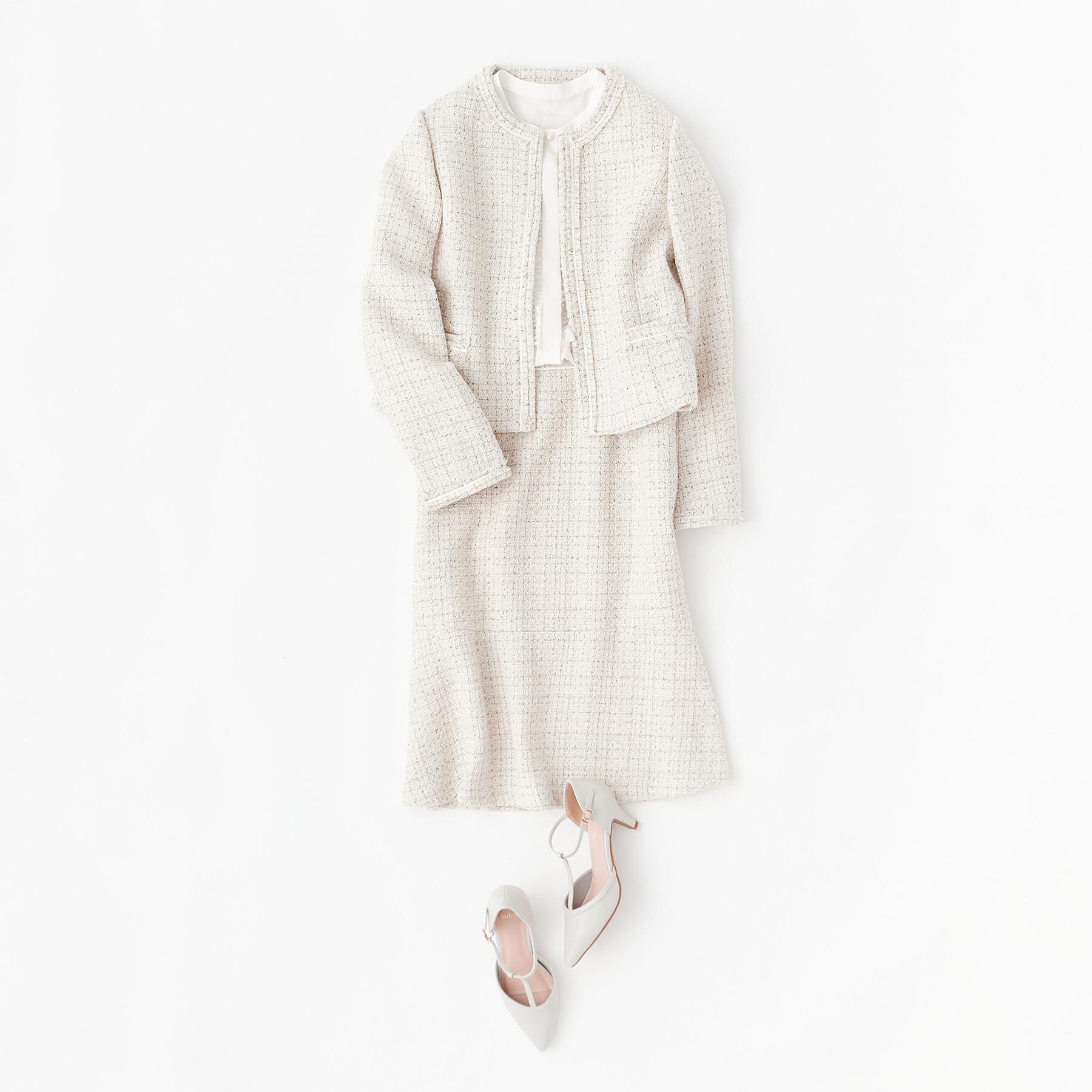 index「≪通勤・セレモニー/セットアップ対応≫ノーカラーツイードジャケット【洗濯機OK】」|ノーカラージャケット|