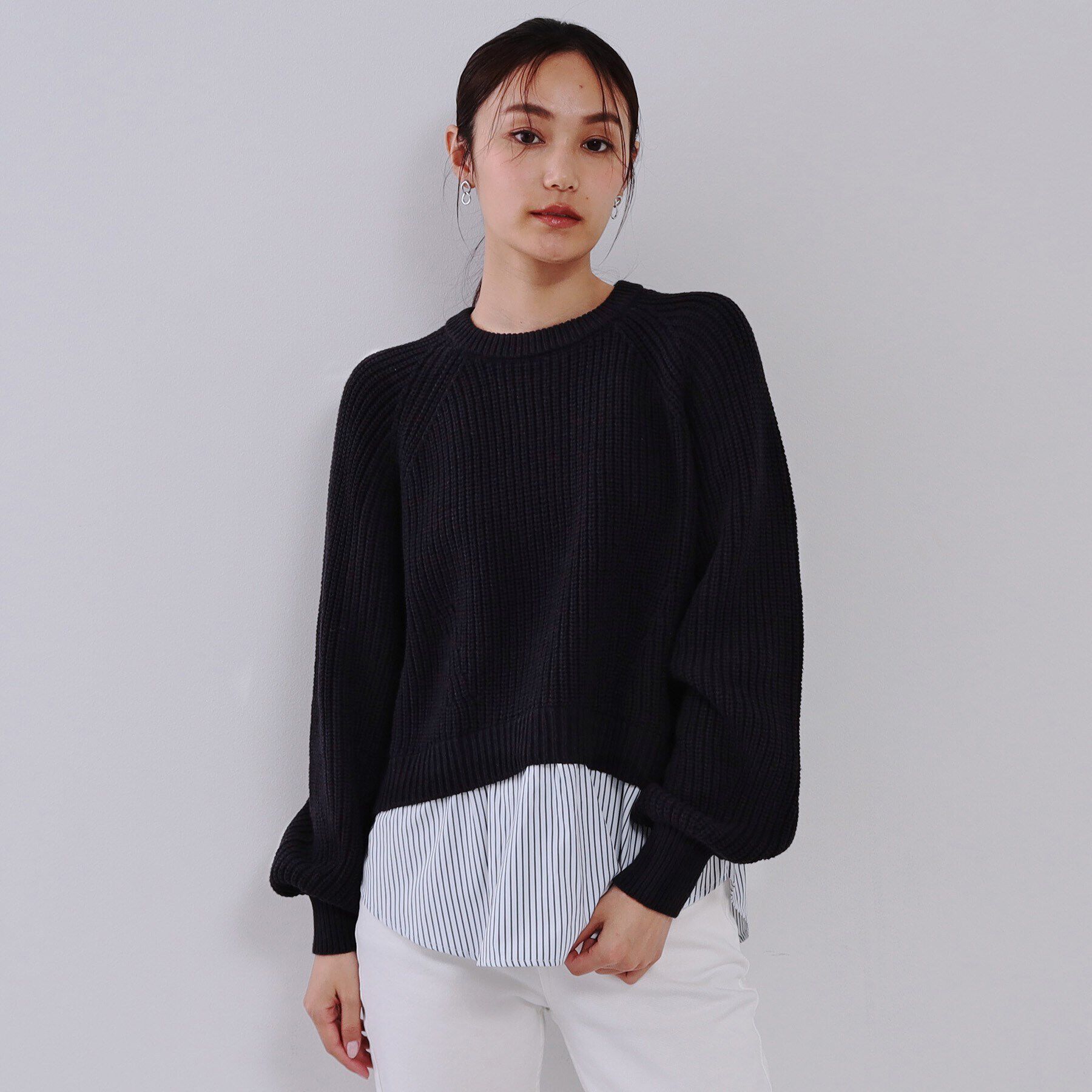 OPAQUE.CLIP「レイヤード風ミドルゲージニット【洗濯機洗い可】」|ニット・セーター|