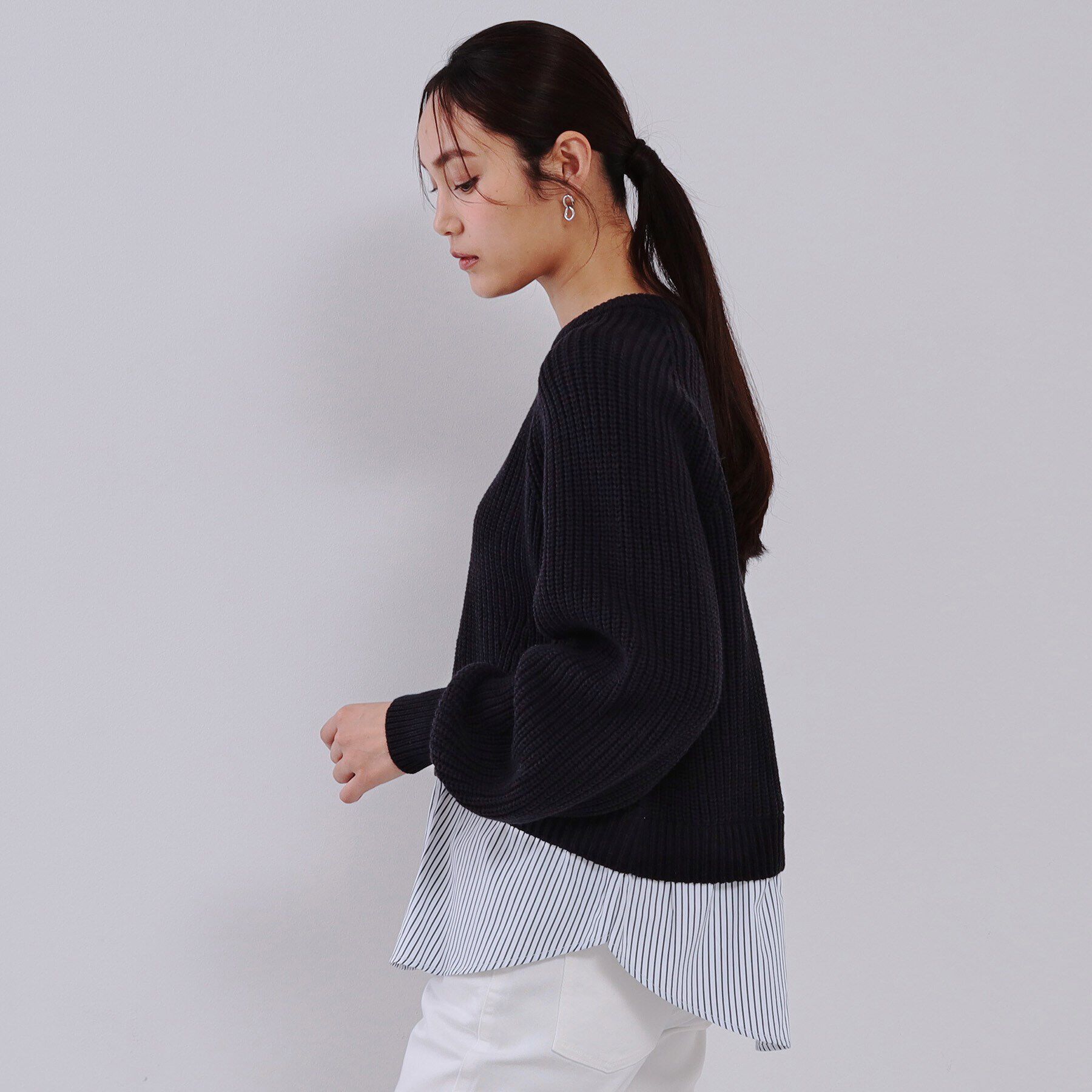 OPAQUE.CLIP「レイヤード風ミドルゲージニット【洗濯機洗い可】」|ニット・セーター|