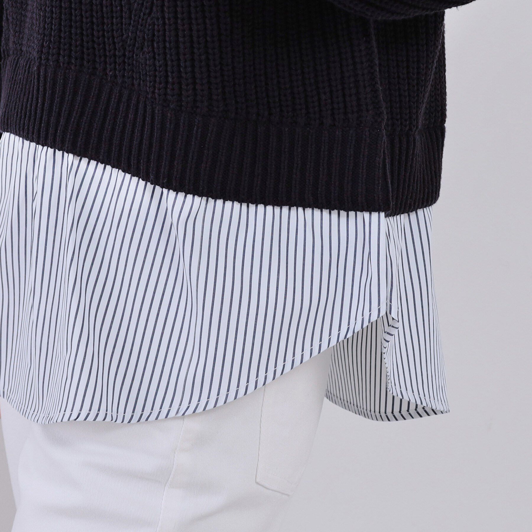 OPAQUE.CLIP「レイヤード風ミドルゲージニット【洗濯機洗い可】」|ニット・セーター|