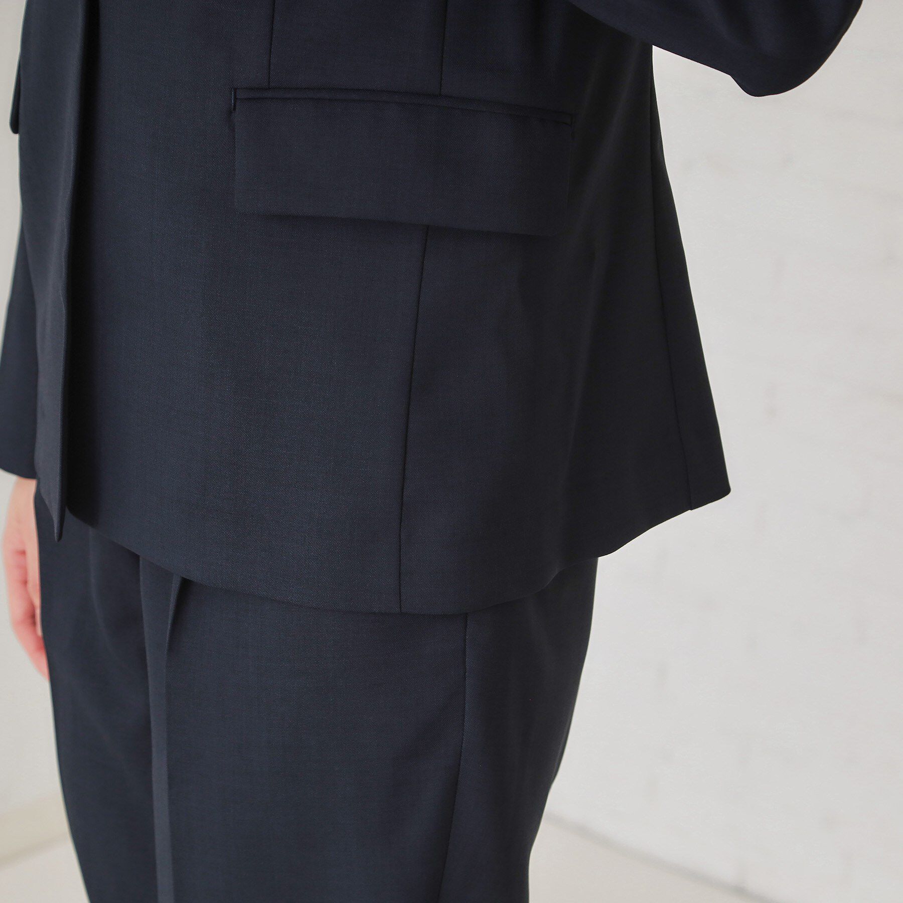 OPAQUE.CLIP「ストレッチリネンライクVネックジャケット/セットアップ対応【洗濯機洗い可/防シワ】」|ノーカラージャケット|