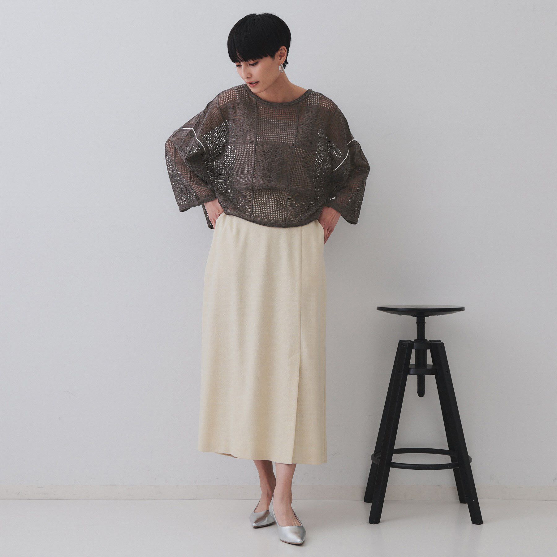 OPAQUE.CLIP「麻混モチーフ柄スカシニット【洗濯機洗い可】」|ニット・セーター|