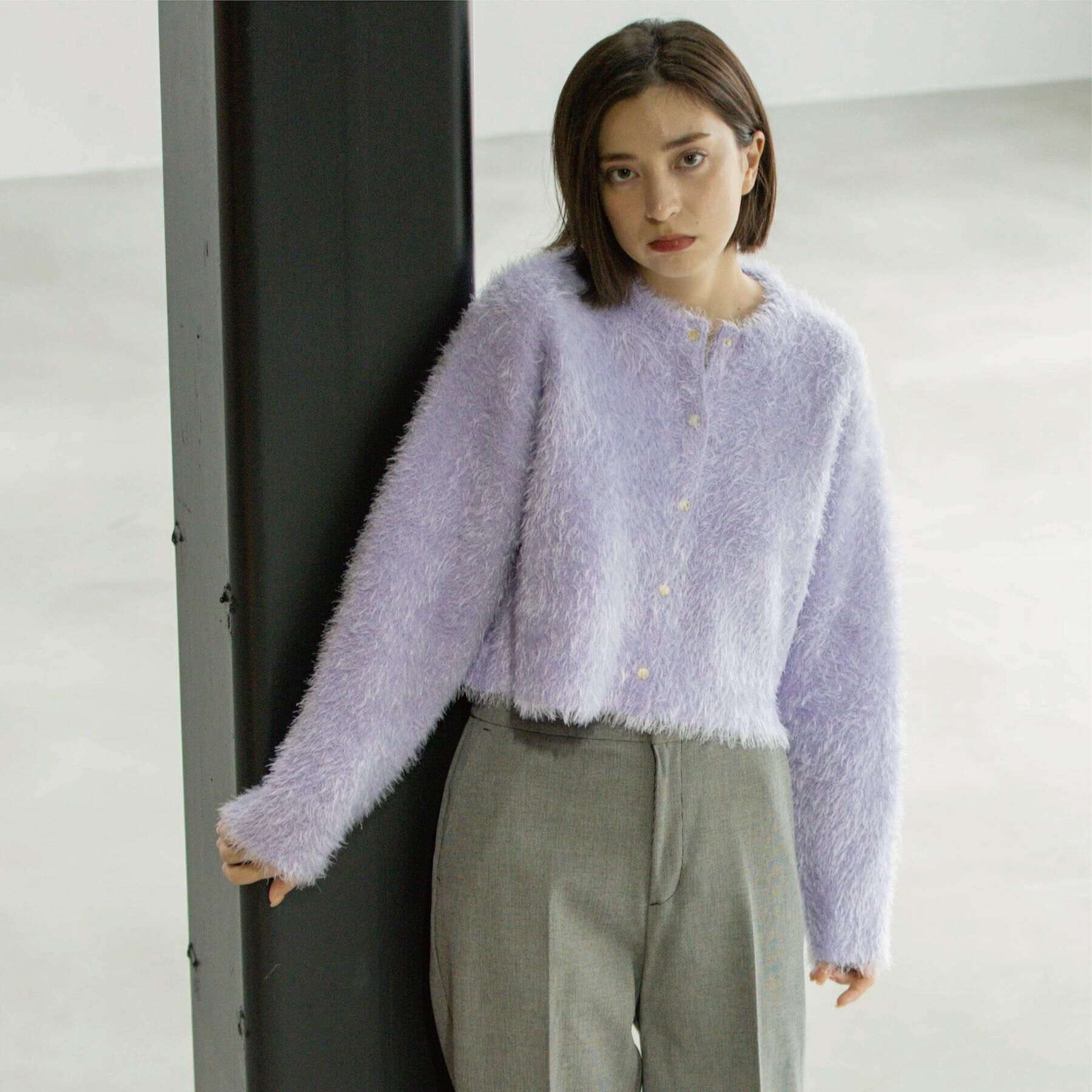 OPAQUE.CLIP「シャギーショートカーディガン【洗濯機OK】《6col》」|カーディガン|